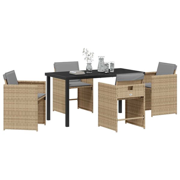 vidaXL Conjunto de Comedor de Jard&iacute;n 5 pcs Beige rat&aacute;n sint&eacute;tico