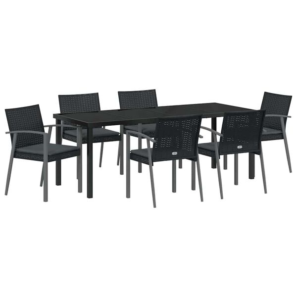 vidaXL Conjunto de Comedor de Jard&iacute;n 7 pcs Negro y Gris