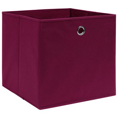 vidaXL Cajas de almacenaje 10 uds tela rojo oscuro 32x32x32 cm