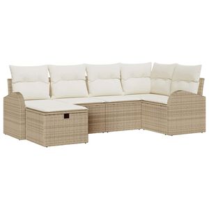 vidaXL Juego de Sof&aacute; 6 uds. Beige y Crema rat&aacute;n sint&eacute;tico