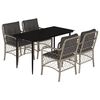 vidaXL Set comedor de jard&iacute;n 5 pzas cojines rat&aacute;n sint&eacute;tico gris claro