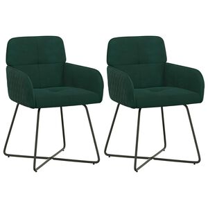 vidaXL Sillas de comedor 2 pcs Terciopelo Verde oscuro