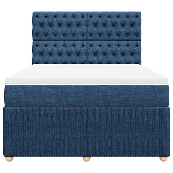 vidaXL Cama box spring con colch&oacute;n tela azul 140x190 cm