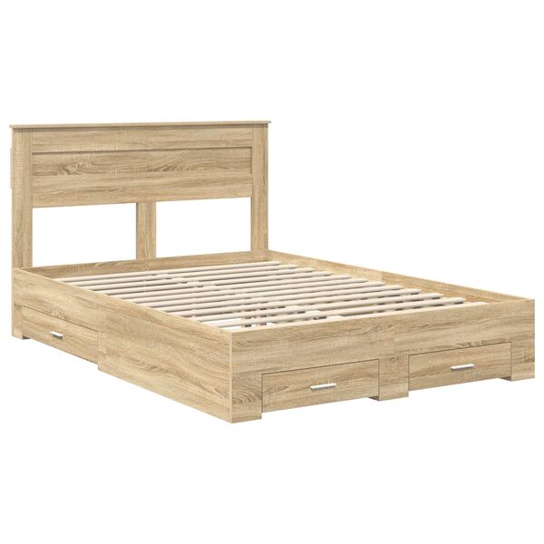 vidaXL Estructura de cama con cabecera Roble Sonoma 140 x 190 cm