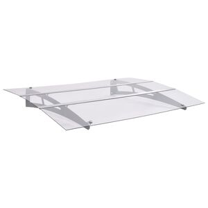 vidaXL Marquesina para puerta PC plata y transparente 150x90 cm PET