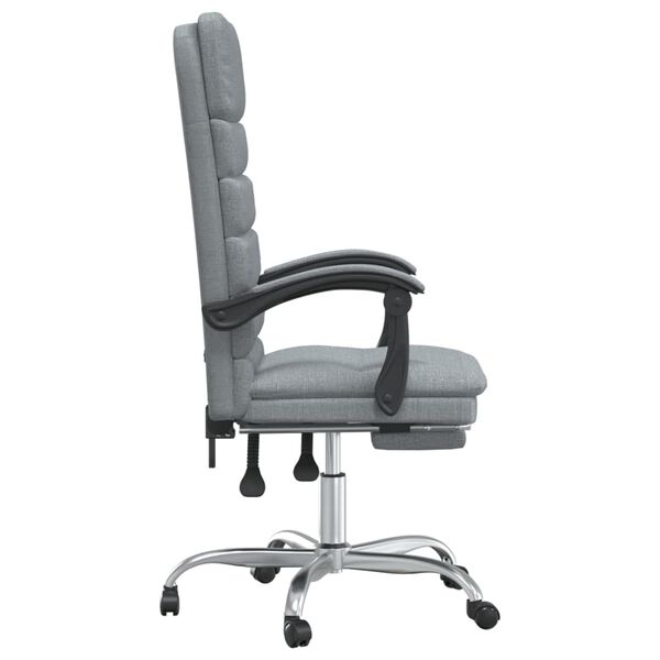 vidaXL Silla de oficina reclinable con masaje de tela gris claro