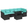 vidaXL Conjunto de sof&aacute; de jard&iacute;n con coj&iacute;n 8 pcs Negro Polirat&aacute;n