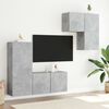 vidaXL Muebles de TV de pared 4 pzas madera ingenier&iacute;a gris hormig&oacute;n