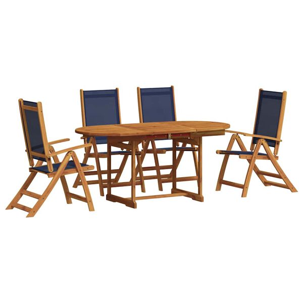 vidaXL Juego comedor de jard&iacute;n 5 pzas madera maciza acacia y textileno