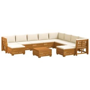 vidaXL Conjunto de sof&aacute;s de exterior con coj&iacute;n 11 Pieza Marr&oacute;n