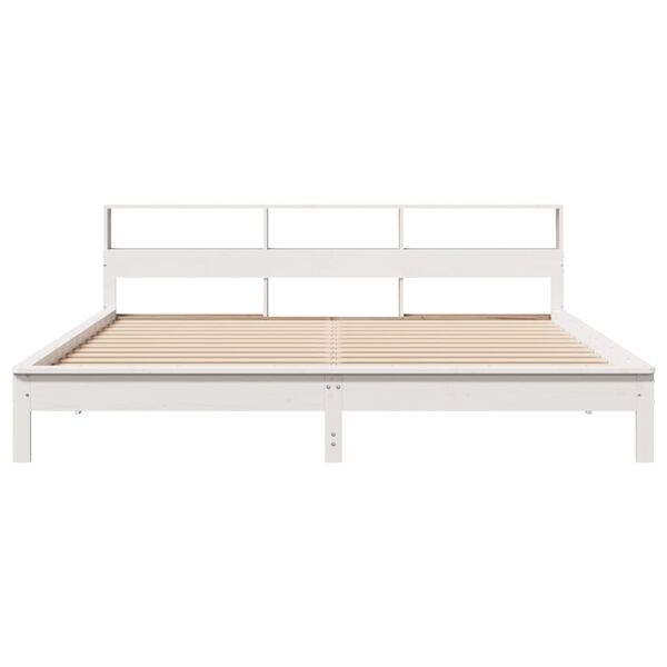 vidaXL Estructura de cama sin colch&oacute;n madera maciza blanca 200x200 cm