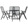 vidaXL Juego de comedor de jard&iacute;n 5 pzas malla met&aacute;lica gris antracita