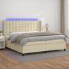 vidaXL Cama box spring colch&oacute;n y LED cuero sint&eacute;tico crema 200x200 cm