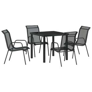 vidaXL Conjunto de Comedor de Jard&iacute;n 5 pcs Negro