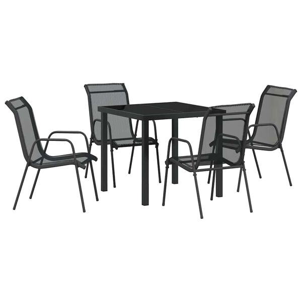 vidaXL Conjunto de Comedor de Jard&iacute;n 5 pcs Negro