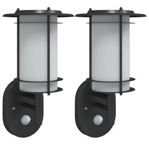 vidaXL Apliques de exterior con sensor 2 uds acero inoxidable negro