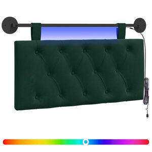 vidaXL Cabecero colgante Con luz LED Verde oscuro Terciopelo