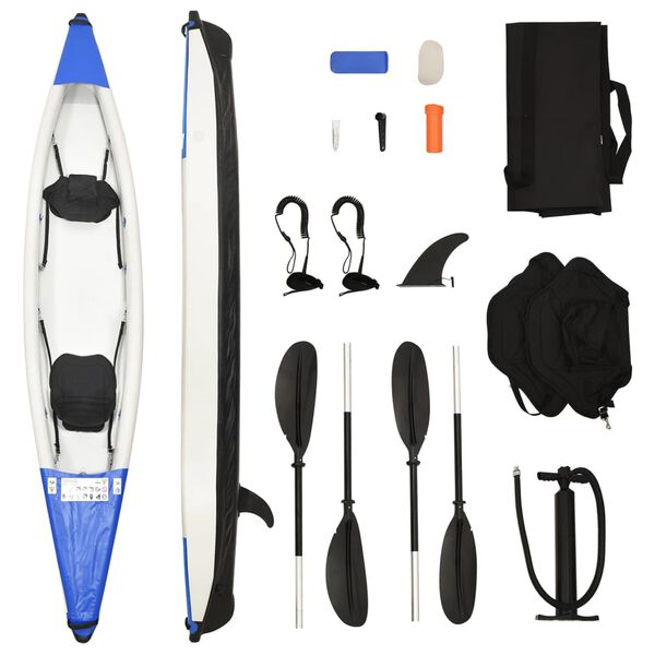 vidaXL Kayak inflable poliéster azul 424x81x31 cm