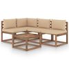 vidaXL Set de muebles de jard&iacute;n 5 piezas y cojines beige