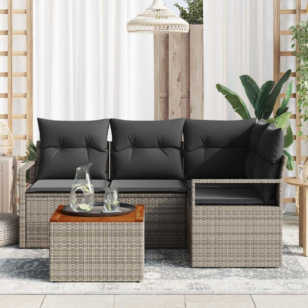 vidaXL Conjunto de sofá de jardín 5 pcs Gris