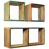 vidaXL Set estanter&iacute;a de pared 3 uds teca maciza reciclada multicolor