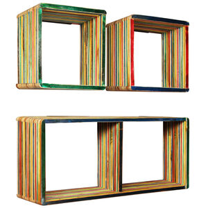 vidaXL Set estanter&iacute;a de pared 3 uds teca maciza reciclada multicolor