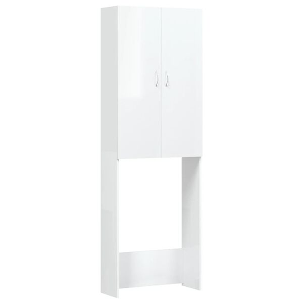 vidaXL Armario para lavadora blanco brillo 64x25,5x190 cm