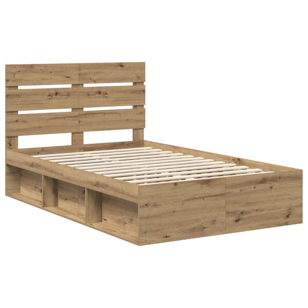 vidaXL Estructura de cama con cabecera Roble Artesanal 120 x 190 cm