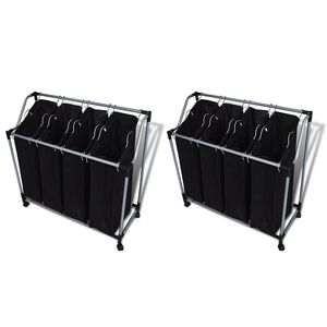 vidaXL Separador de colada con bolsas 2 unidades negro y gris