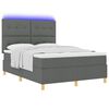 vidaXL Cama Box Spring LED con colch&oacute;n Gris oscuro 160 x 200 cm tela