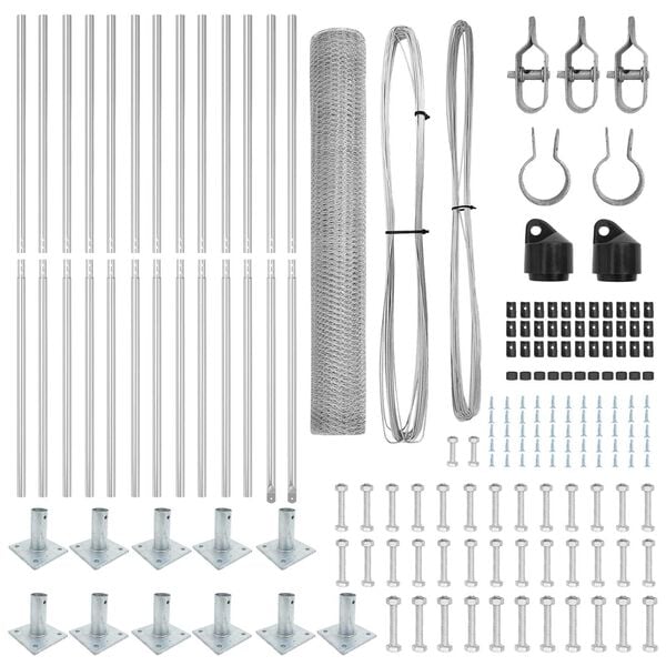 vidaXL Poste de Valla Plateado 25 x 1 m (malla de 25 mm) Acero