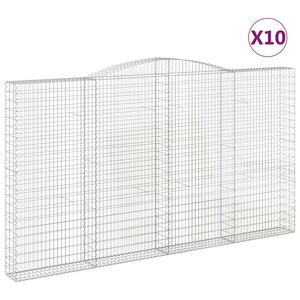 vidaXL Cestas de gaviones 10 uds forma de arco hierro 200x30x220/240cm