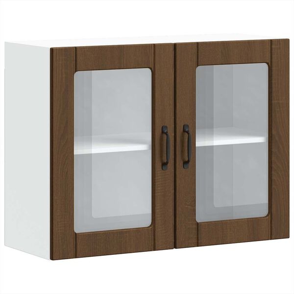 vidaXL Armario pared cocina puerta de cristal Lucca roble marr&oacute;n