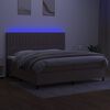 vidaXL Cama box spring colch&oacute;n y luces LED tela gris taupe 200x200 cm