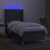 vidaXL Cama box spring colch&oacute;n y luces LED tela gris oscuro 90x190 cm