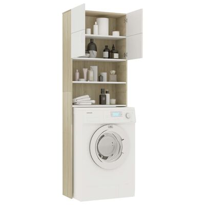 Armario Para Lavadora VidaXL: Roble Negro, 64x25.5x190 Cm, 3 Compartimentos, Ahorra Espacio