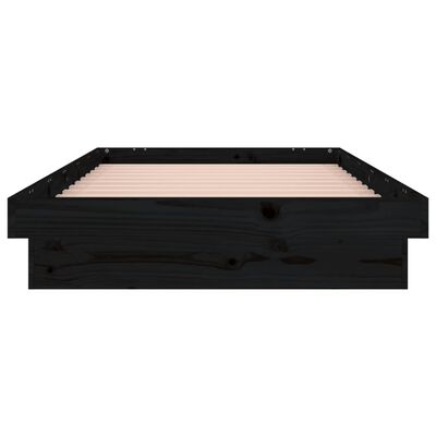 vidaXL Estructura de cama con LED madera maciza negra 100x200 cm