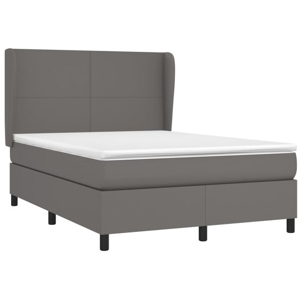 vidaXL Cama box spring con colch&oacute;n cuero sint&eacute;tico gris 140x190 cm