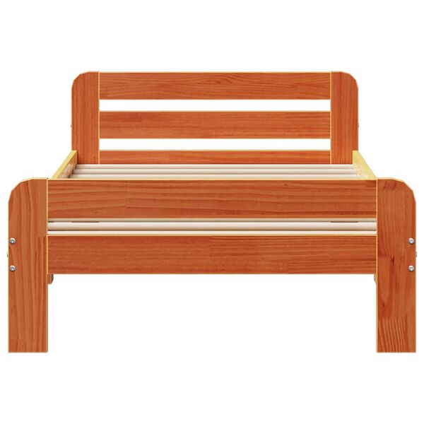 vidaXL Estructura de cama sin colch&oacute;n madera maciza marr&oacute;n 75x190 cm