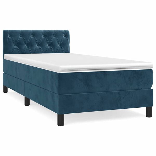 vidaXL Cama box spring con colch&oacute;n terciopelo azul oscuro 80x200 cm