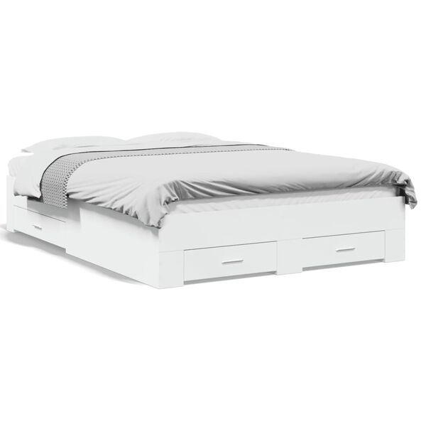 vidaXL Cama con cajones madera de ingeniería blanca 140x190 cm
