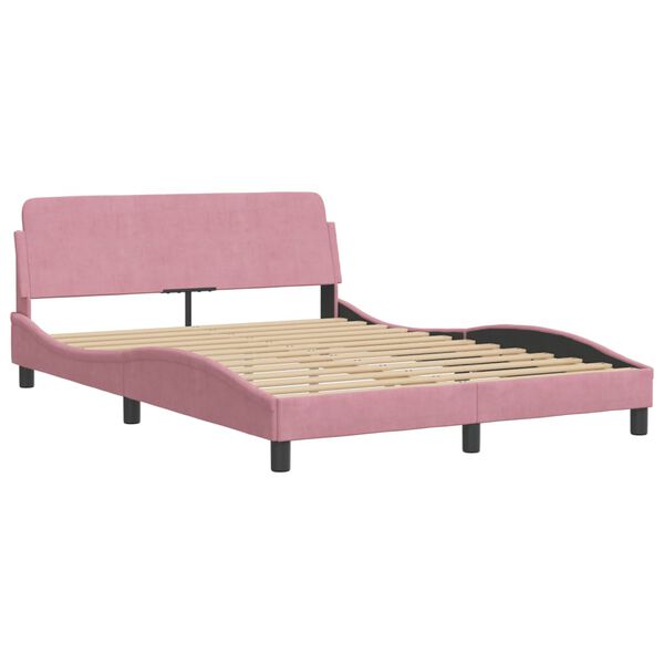 vidaXL Estructura de cama sin colch&oacute;n Hanko terciopelo rosa 140x200 cm