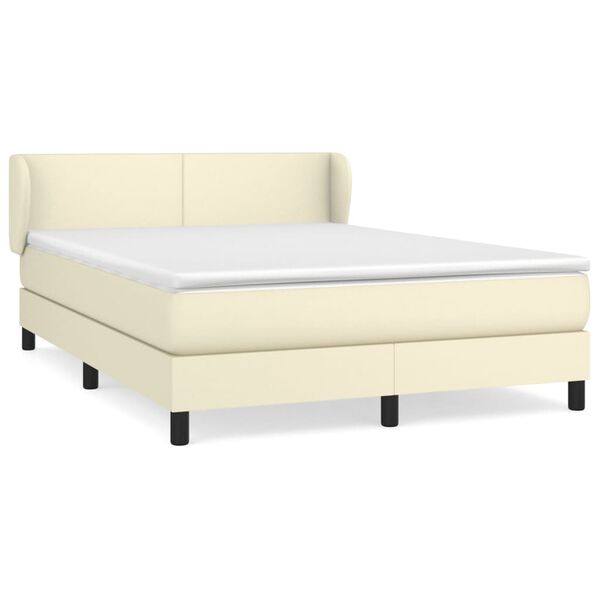 vidaXL Cama box spring con colch&oacute;n cuero sint&eacute;tico crema 140x190 cm