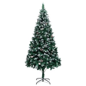 vidaXL &Aacute;rbol de Navidad artificial con pi&ntilde;as y nieve blanca 210 cm
