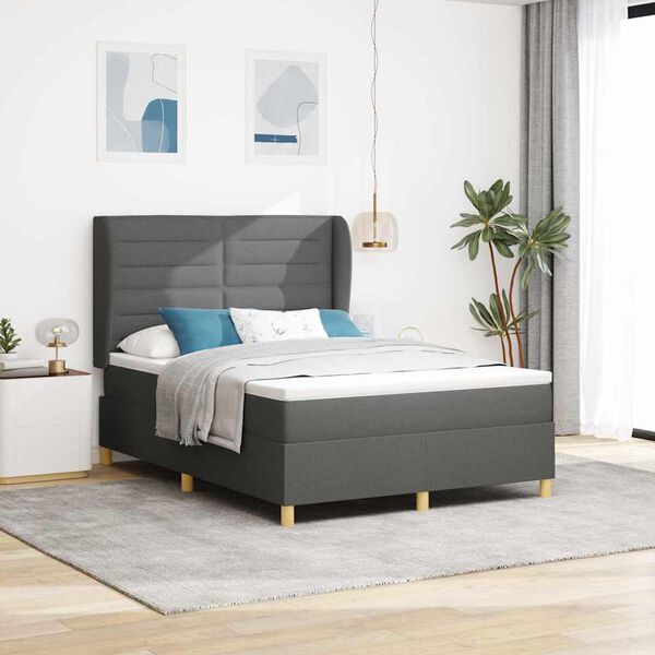 vidaXL Cama con Somier y Colch&oacute;n Gris Oscuro 90x190 cm de Tela tela