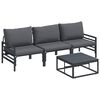 vidaXL Conjunto de sof&aacute;s de jard&iacute;n 4 uds. Negro Acero