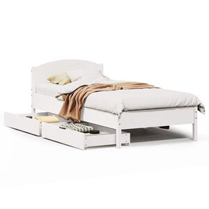 vidaXL Estructura de cama sin colch&oacute;n madera maciza blanca 75x190 cm