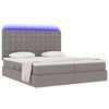 vidaXL Cama con tira de luces LED con cabecera Taup&eacute; 200 x 200 cm tela