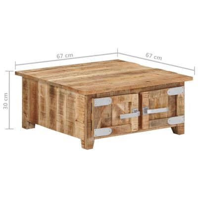 vidaXL Mesa de centro de madera maciza de mango 67x67x30 cm