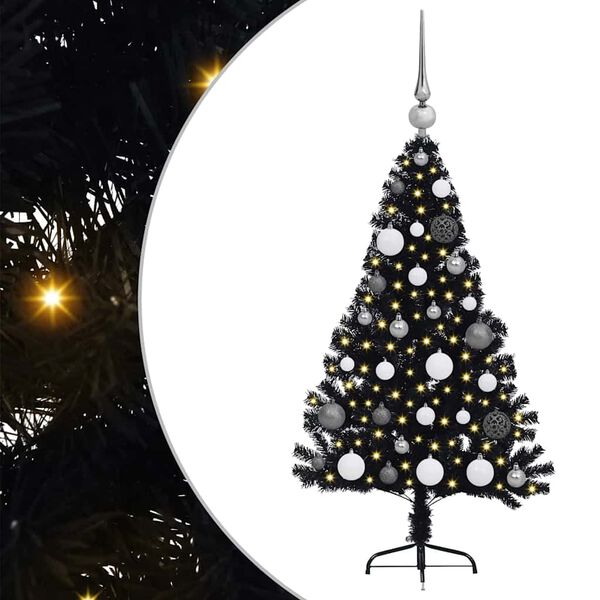 vidaXL &Aacute;rbol de Navidad Artificial Preiluminado Negro 120 cm PVC